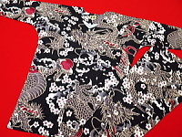 義若オリジナルの鯉口シャツ（ダボシャツ）　桜と龍　黒